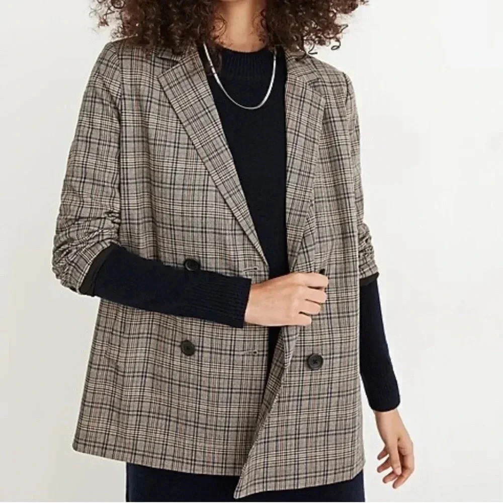 Madewell Women’s XXL Caldwell Double-Breasted Blazer in Miltmore Tomas Plaid